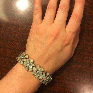 J. Crew Jade & Crystal Flower Bracelet